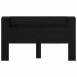 Storage Headboard with LED Black Oak Engineered Wood - 45-Degree Angle