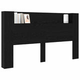 Storage Headboard with LED Black Oak Engineered Wood