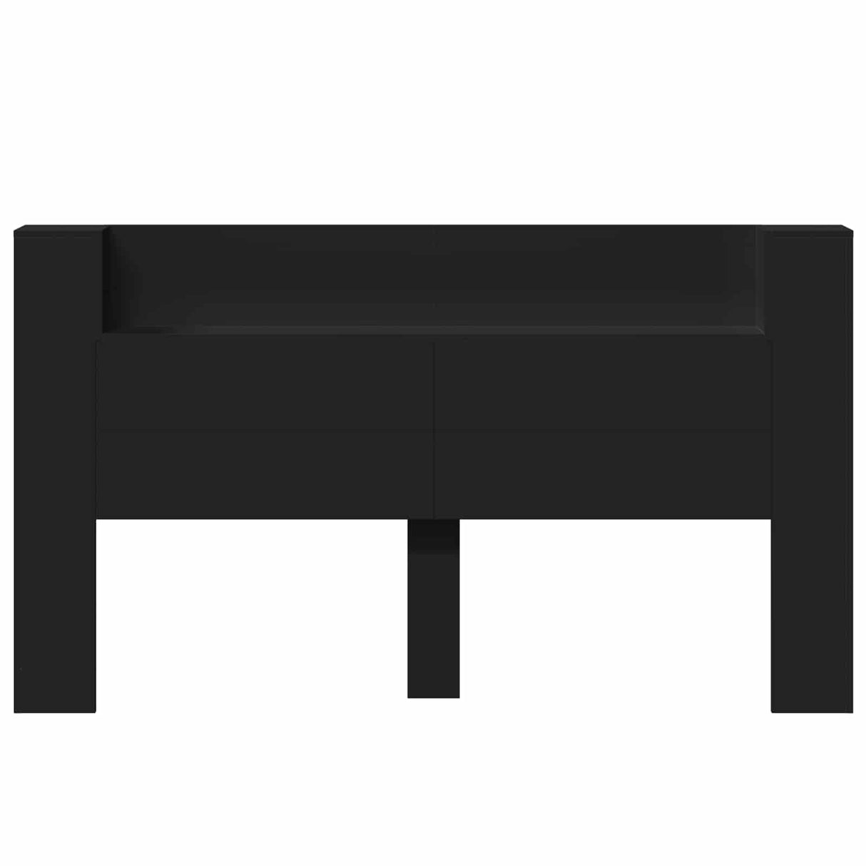 Storage Headboard with LED Black Engineered Wood