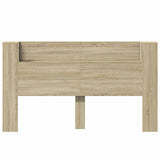 Storage Headboard with LED Sonoma Oak Engineered Wood