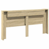 Storage Headboard with LED Sonoma Oak Engineered Wood - Rear View