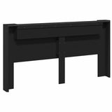 Storage Headboard with LED Black Engineered Wood - Rear View