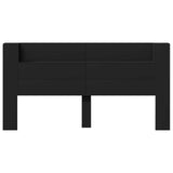 Storage Headboard with LED Black Engineered Wood