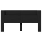 Storage Headboard with LED Black Engineered Wood