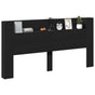 Storage Headboard with LED Black Engineered Wood
