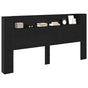 Storage Headboard with LED Black Oak Engineered Wood