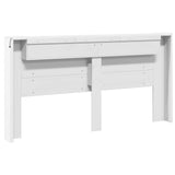 Storage Headboard with LED White Engineered Wood - Rear View