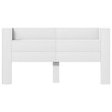 Storage Headboard with LED White Engineered Wood - Top-Down View