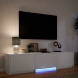 TV Cabinet with LED 165 x 34 x 40 cm White Engineered Wood