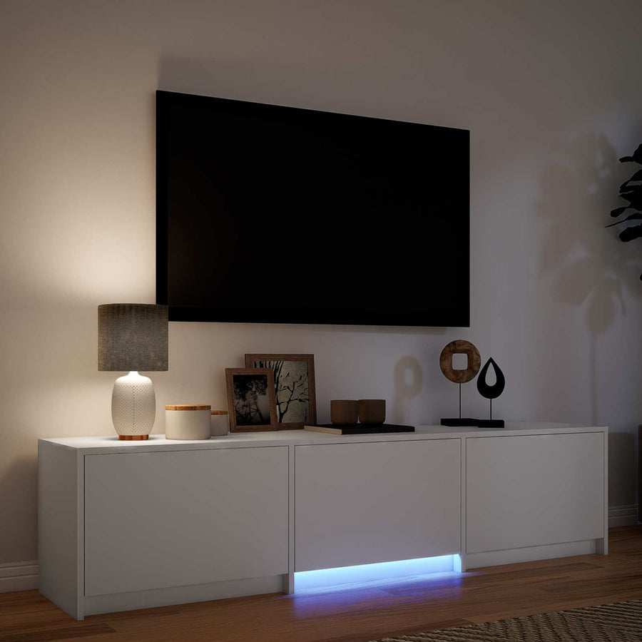 TV Cabinet with LED 165 x 34 x 40 cm White Engineered Wood, image 4