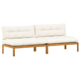Middle Sofa Unit 2 Piece Natural and Cream White Acacia Wood