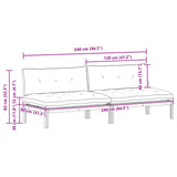 Middle Sofa Unit 2 Piece Natural and Cream White Acacia Wood