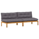 Middle Sofa Unit 2 Piece Natural and Dark Grey Acacia Wood - Front View