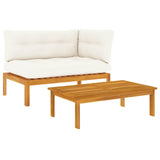 2 Piece Acacia Wood Brown - Front View