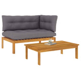2 Piece Acacia Wood Brown - Side View