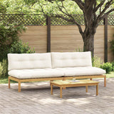 Middle Sofa Unit Light Acacia and Cream White 240 x 80 x 82 cm