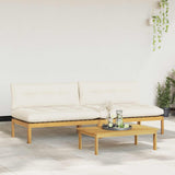 Middle Sofa Unit Light Acacia and Cream White 240 x 80 x 82 cm - Side View