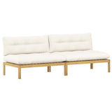 Middle Sofa Unit Light Acacia and Cream White 240 x 80 x 82 cm - Front View