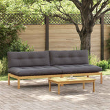 Middle Sofa Unit Light Acacia and Dark Grey 240 x 80 x 82 cm