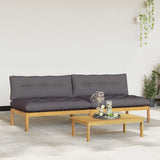 Middle Sofa Unit Light Acacia and Dark Grey 240 x 80 x 82 cm - Side View
