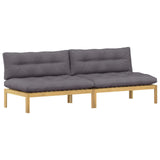 Middle Sofa Unit Light Acacia and Dark Grey 240 x 80 x 82 cm - Front View