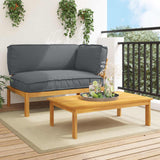 Sofa Set with Cushion Plain 2 pcs Anthracite Solid Acacia Wood