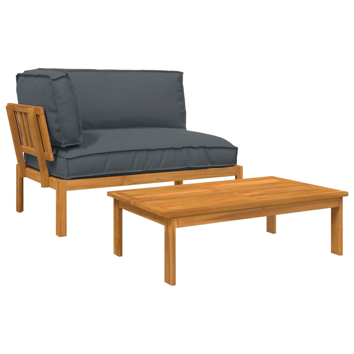 Sofa Set with Cushion Plain 2 pcs Anthracite Solid Acacia Wood
