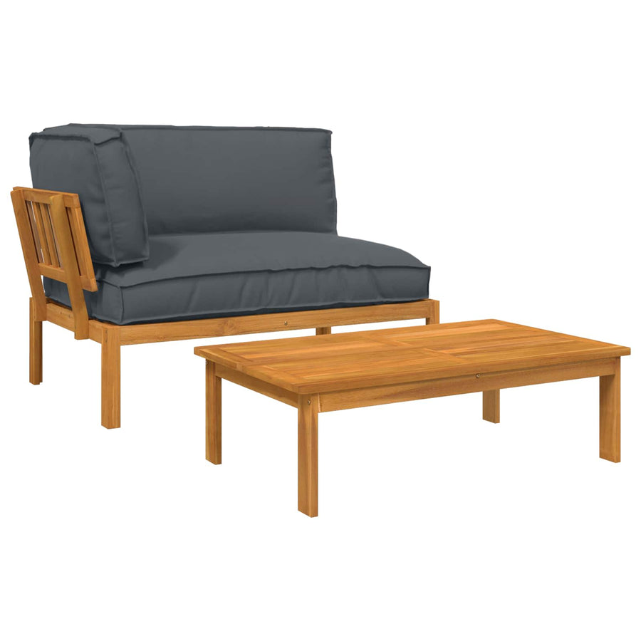 Sofa Set 2 pcs Anthracite Solid Acacia Wood