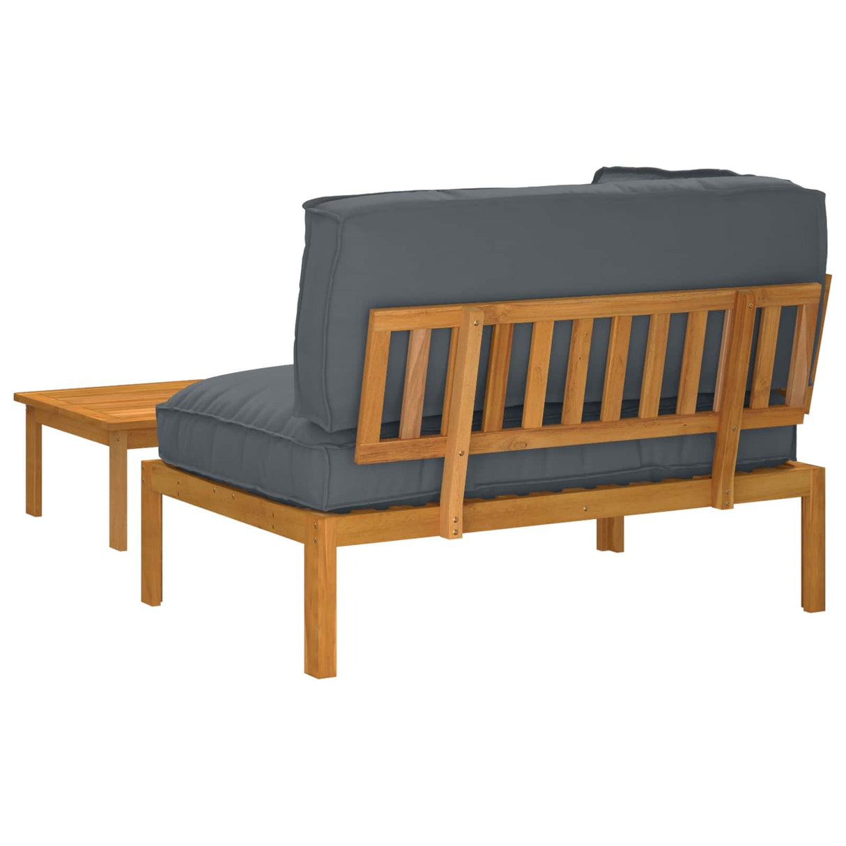 Sofa Set with Cushion Plain 2 pcs Anthracite Solid Acacia Wood