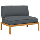 Sofa Set Plain Anthracite 120 x 92 x 69 cm Solid Acacia Wood - Front View