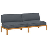 Sofa Set with Cushion Plain 2 pcs Anthracite Solid Acacia Wood - Front View