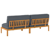 Sofa Set with Cushion Plain 2 pcs Anthracite Solid Acacia Wood - Low Angle