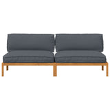Sofa Set with Cushion Plain 2 pcs Anthracite Solid Acacia Wood