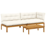 3 Piece Garden Pallet Sofa Units Solid Acacia Wood - Front View