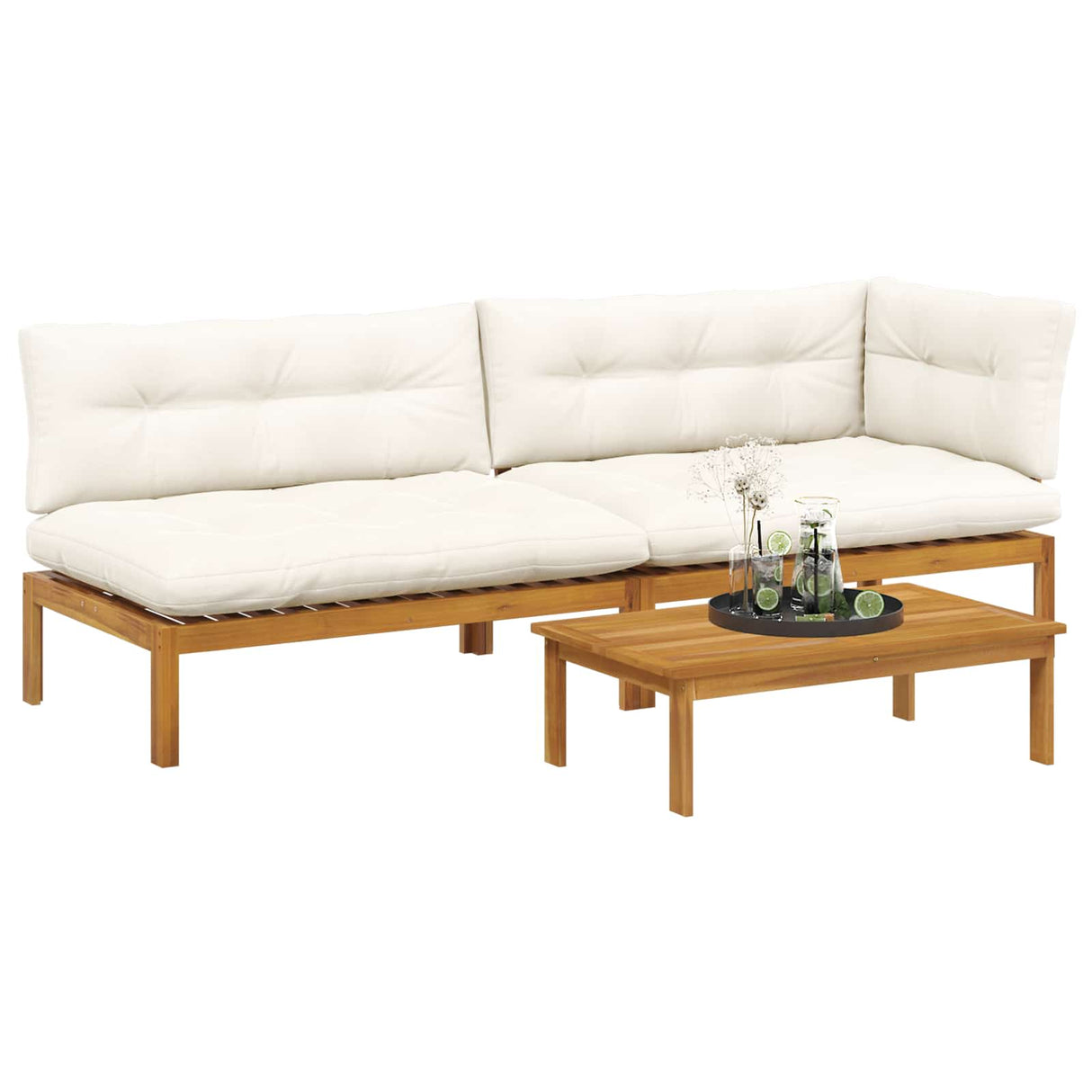 3 Piece Garden Pallet Sofa Units Solid Acacia Wood
