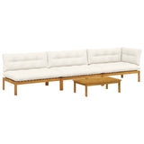 4 Piece Garden Pallet Sofa Units Solid Acacia Wood Natural - Front View