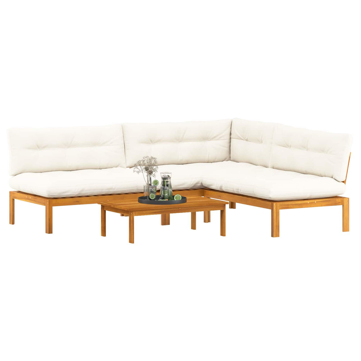 4 Piece Garden Pallet Sofa Units Solid Acacia Wood Natural