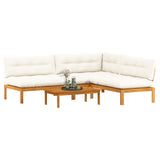 4 Piece Garden Pallet Sofa Units Solid Acacia Wood Natural - Side View