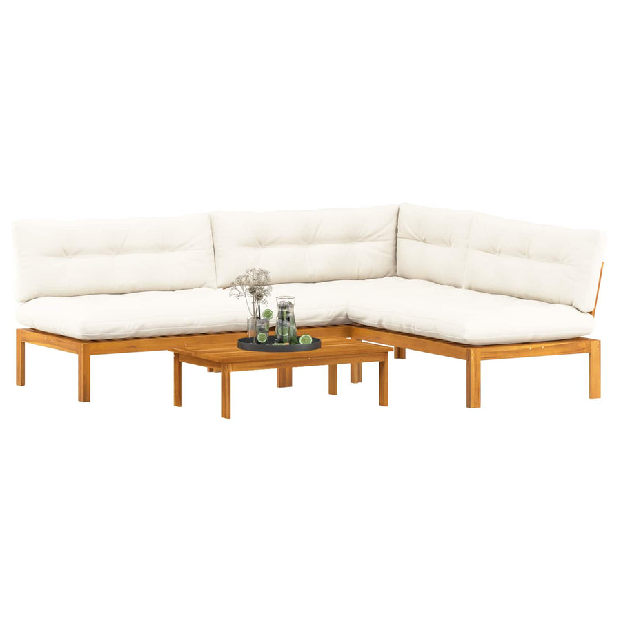 4 Piece Garden Pallet Sofa Units Solid Acacia Wood Natural