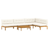 5 Piece Garden Pallet Sofa Units Solid Acacia Wood Natural - Front View