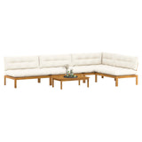 5 Piece Garden Pallet Sofa Units Solid Acacia Wood Natural