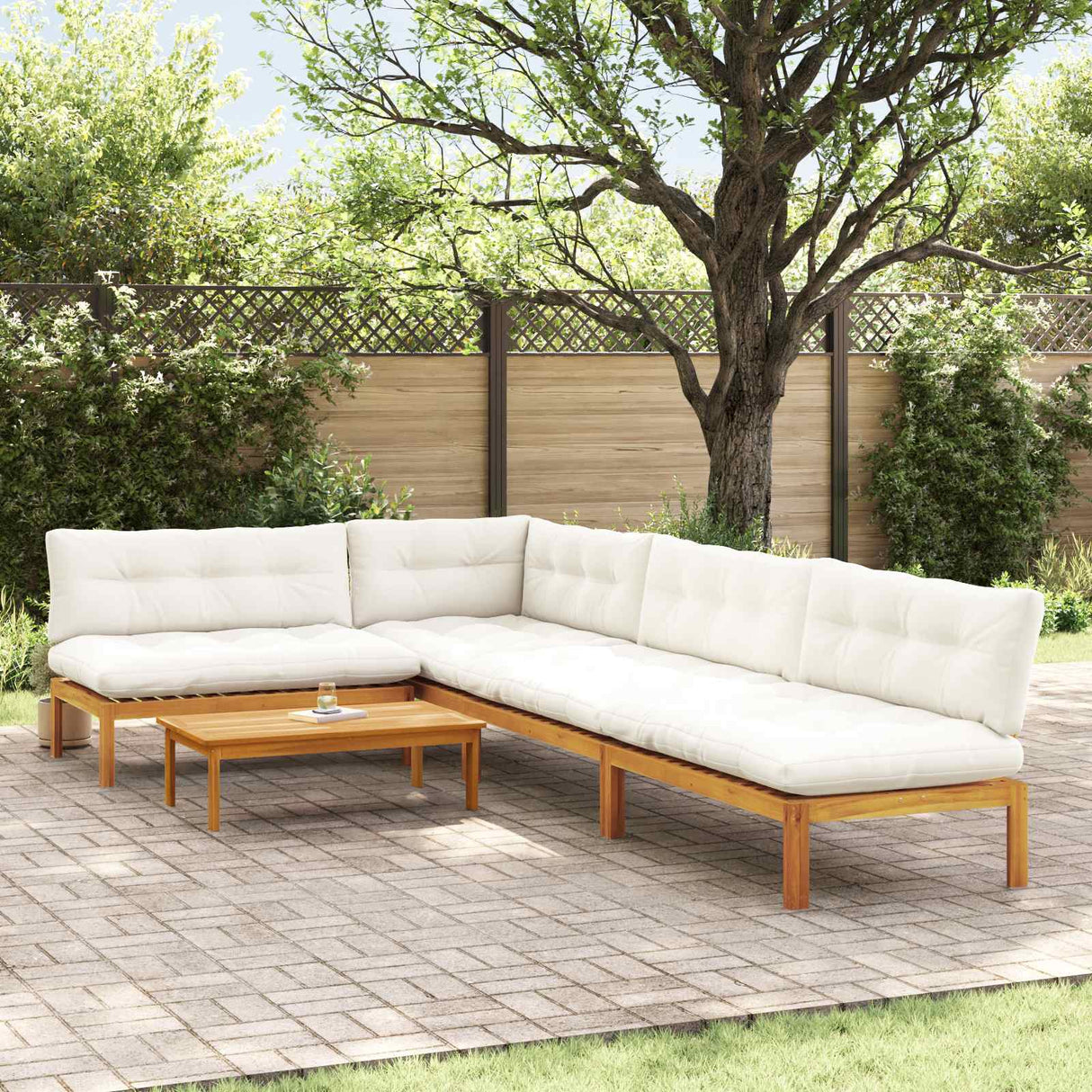 5 Piece Garden Pallet Sofa Units Solid Acacia Wood Natural