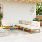 5 Piece Garden Pallet Sofa Units Solid Acacia Wood Natural