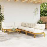 5 Piece Garden Pallet Sofa Units Solid Acacia Wood Natural - Top-Down View