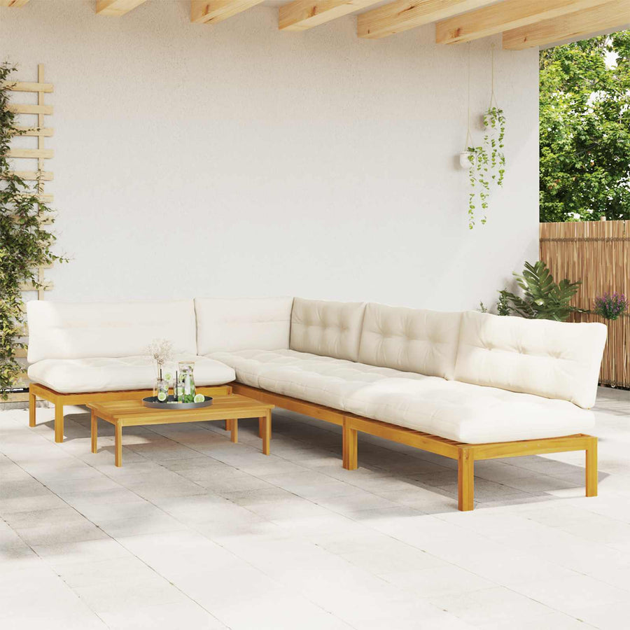 5 Piece Garden Pallet Sofa Units Solid Acacia Wood Natural