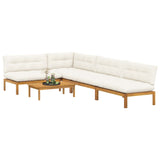 5 Piece Garden Pallet Sofa Units Solid Acacia Wood Natural - Side View