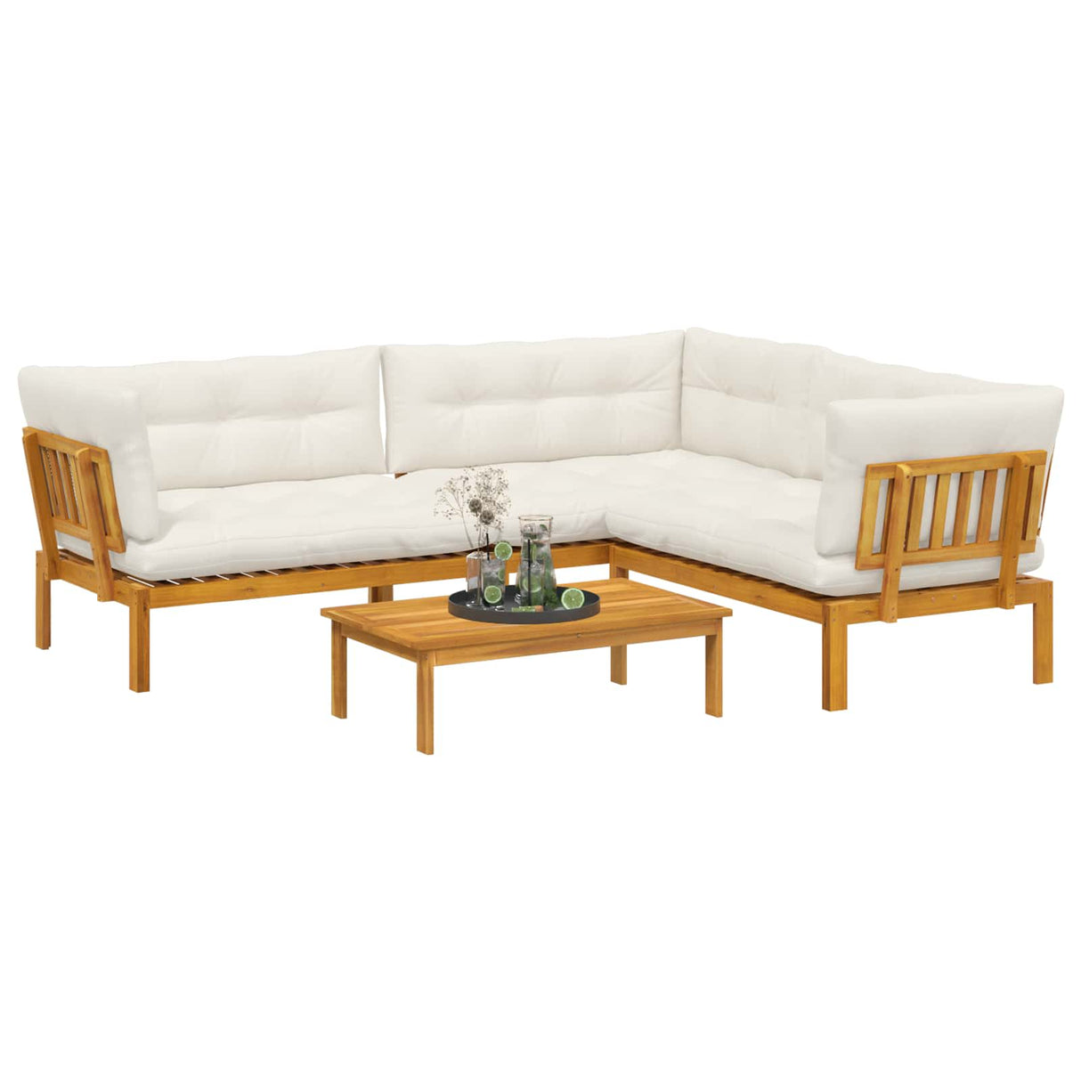 4 Piece Garden Pallet Sofa Units Solid Acacia Wood Natural