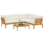 4 Piece Garden Pallet Sofa Units Solid Acacia Wood Natural