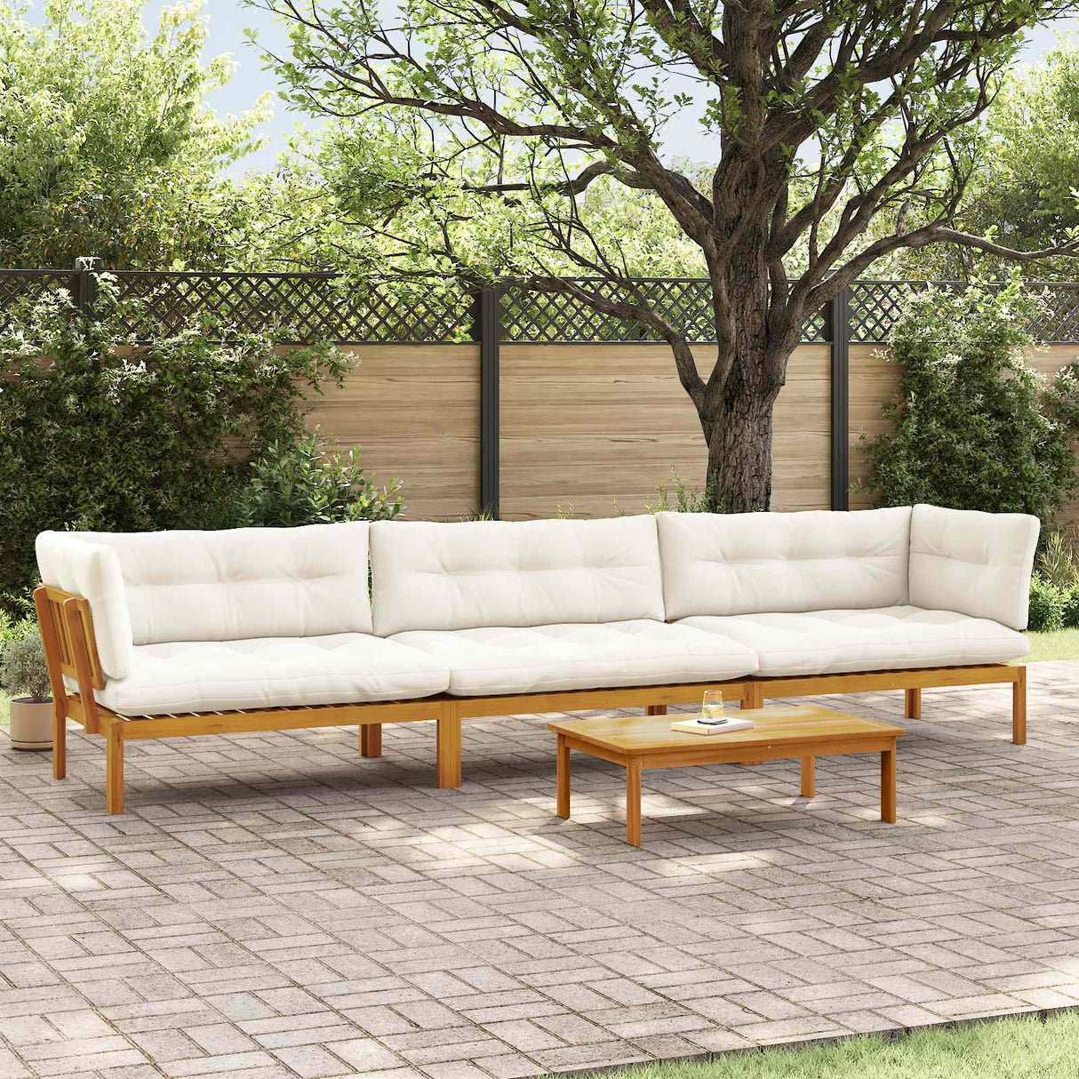 4 Piece Garden Pallet Sofa Units Solid Acacia Wood Natural