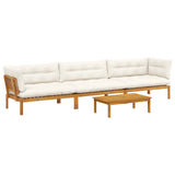 4 Piece Garden Pallet Sofa Units Solid Acacia Wood Natural